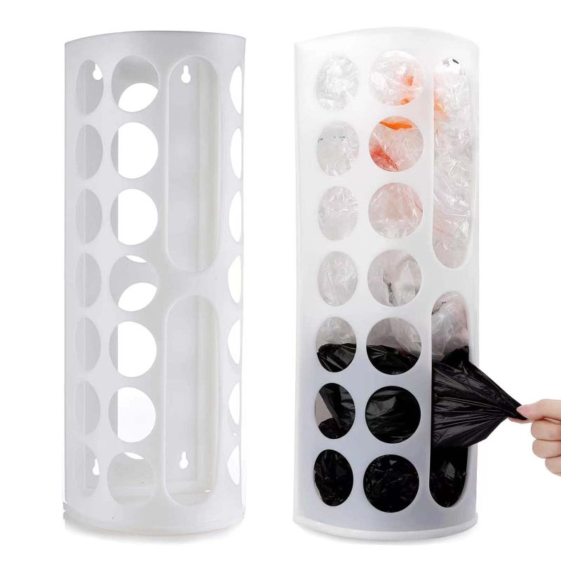 Lunies Plastic Bag Holder Wall Mount Grocery Bag Dispenser Trash Bag Storage Organizer Large Capacity Kitchen Organizer for Plastic Bag 2 Packs
