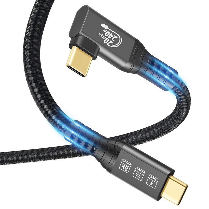 كيبل ديكون كابل تمديد USB4 Thunderbolt 4 0.5 متر مرفق 240W 8K USB C ذكر/ذكر شحن سريع 40 جيجابت في الثانية نقل بيانات 8K@60Hz 4K@144Hz فيديو متوافق مع MacBook - Image 3