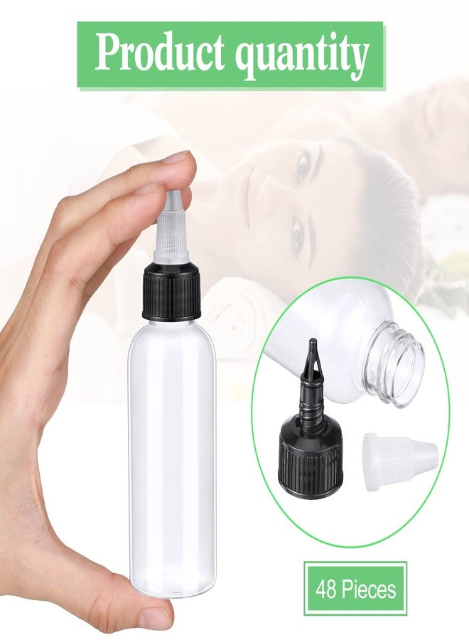 Baderke 48 Pack 2 oz Round Bottles with Twist Caps Small Oil Sauce Ketchup Squeeze Clear Paint Dropper Plastic Bottles with Squeeze for Kitchen Household Home - Image 4