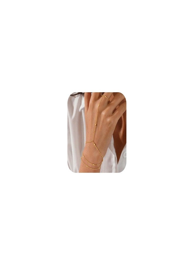 يور أولويز تشارم سوار سلسلة يد للنساء، أساور ذهبية رقيقة، سوار خاتم، سلسلة يد، مجوهرات يد، هدايا للنساء، عصري - Image 1