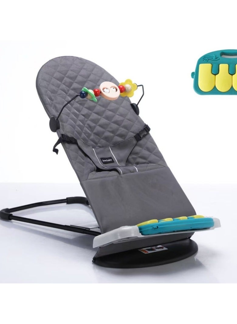 أداة تهدئة الأطفال - كرسي مريح متعدد الوظائف - مهد أطفال - كرسي هزاز يدوي مريح قابل للطي - رمادي