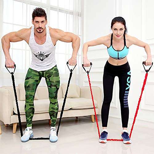 iSweven Resistance Band/Resistance Rope with Upgraded Handels Sit up Waist Training Tension Belt Pull Rope Fitness Training Latex Elastic Band (Black) - Image 2
