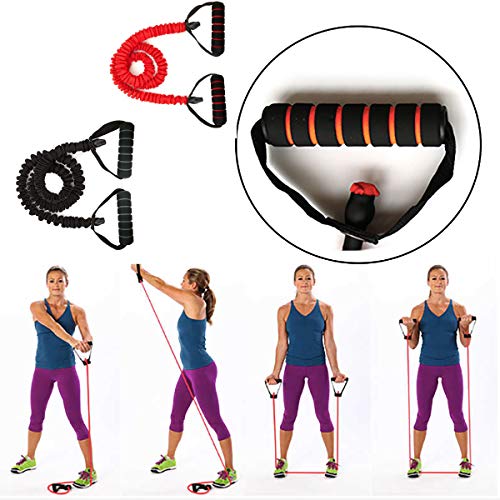 iSweven Resistance Band/Resistance Rope with Upgraded Handels Sit up Waist Training Tension Belt Pull Rope Fitness Training Latex Elastic Band (Black) - Image 4