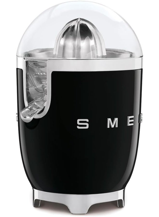 Smeg CJF11BLUK, 50'S Retro Style Aesthetic Citrus Juicer With Juicing Bowl And Lid, Anti-Drip Stainless Steel Spout, Die-Cast Aluminium Body, Black 70 W CJF11BLUK Black - Image 3