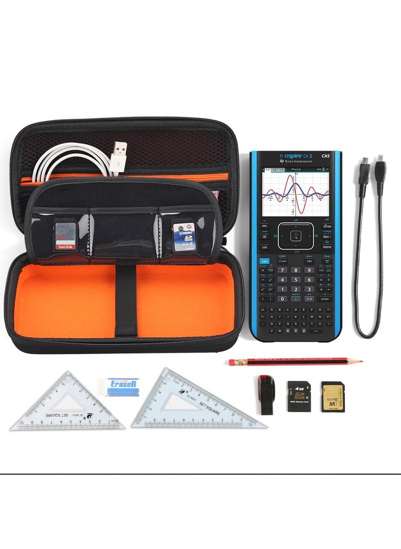 bovke BOVKE Graphing Calculator Carrying Case Replacement for Texas Instruments TI-Nspire CX CAS/CX II CAS Color Graphing Calculator and More - Extra Mesh Pocket for USB Cables and Other Accessories, Black  - Image 4