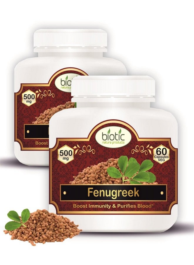 Biotic Natural Fenugreek Capsules - Methi Capsules - Fenugreek Extract 500mg - 120 Veg Capsules (Pack of 2) - Image 1