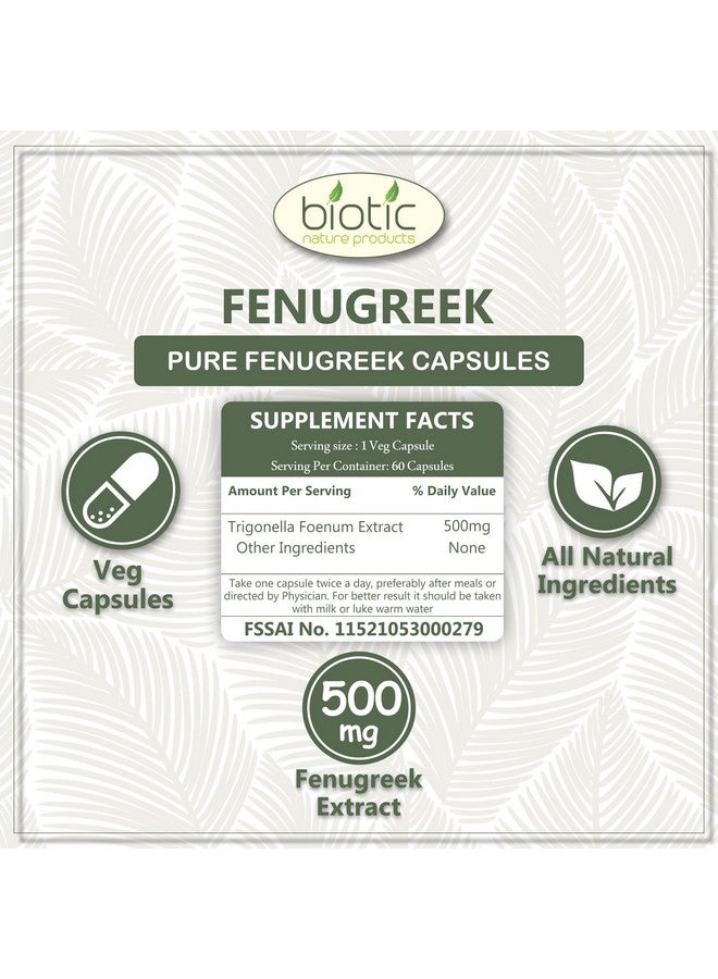 Biotic Natural Fenugreek Capsules - Methi Capsules - Fenugreek Extract 500mg - 120 Veg Capsules (Pack of 2) - Image 4