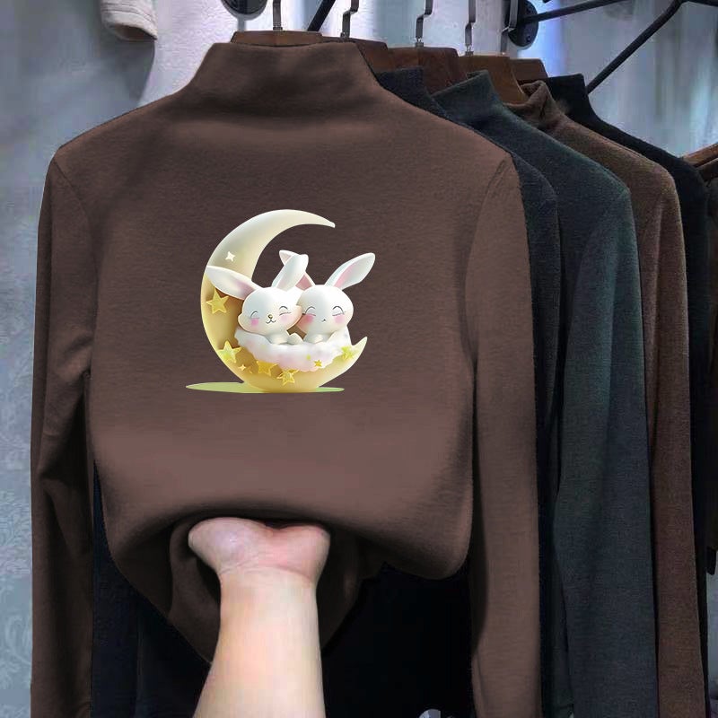 Children'S Semi-High Collar Velvet Base Shirt Velvet Boys' Inner Warm Top Large Children'S Girls' Autumn Fashion - Image 1