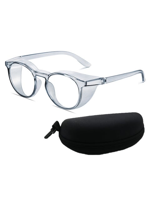 Safety Glasses Protection Goggles Anti Fog Eye Goggles with Side Shields Stylish Round Safety UV400 Protection Transparent Protective Goggles Blue Light for Men Womens Blue