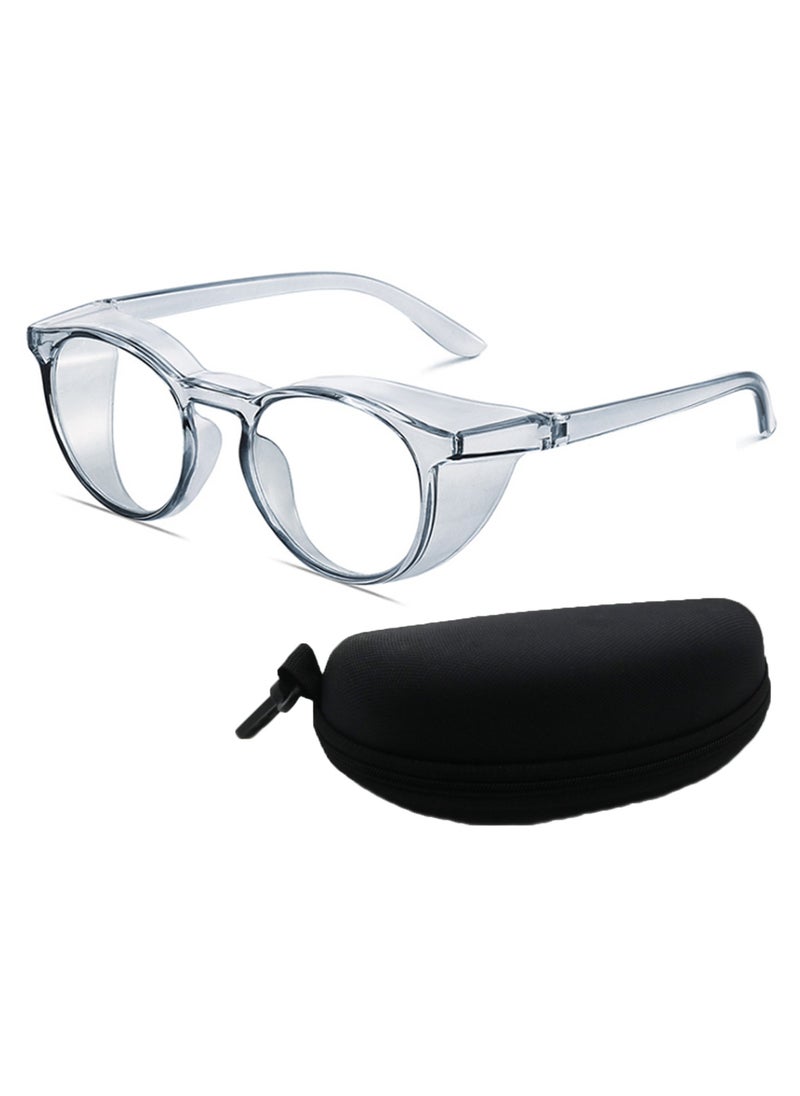 SYOSI - Safety Glasses Protection Goggles Anti Fog Eye Goggles with Side Shields Stylish Round Safety UV400 Protection Transparent Protective Goggles Blue Light for Men Womens Blue - Image 1