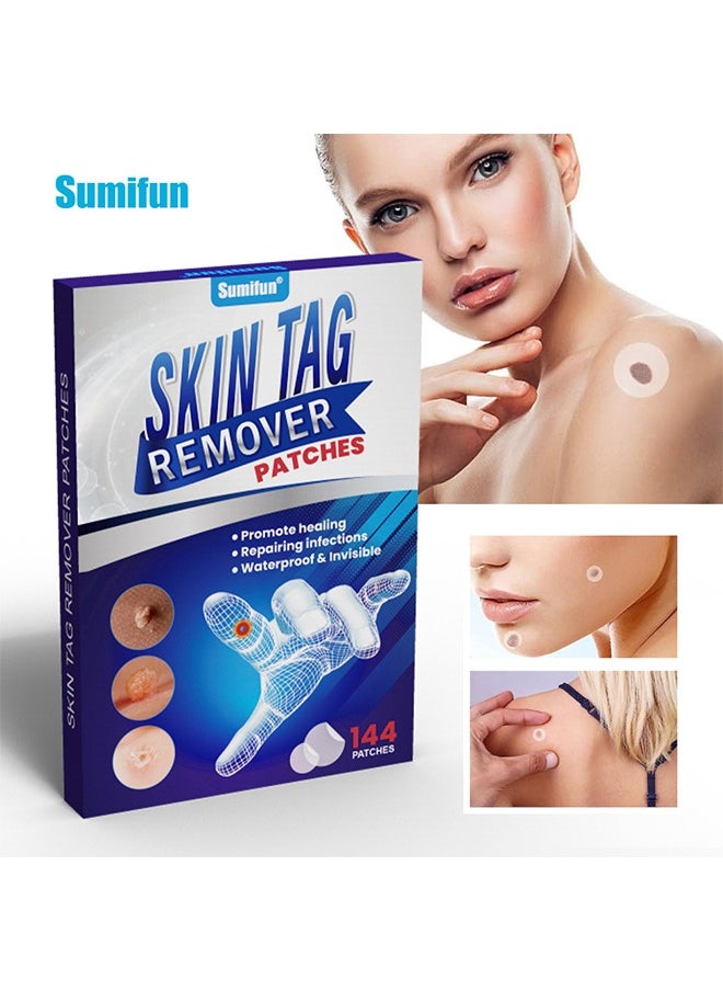 Sumifun Skin Tag Remover Patches - Pain and Scar free Vitamin E & Tea Oil added Mole Dark Spot Wart Blemishes Remover Patches For Men & Women 144patches  - Image 1