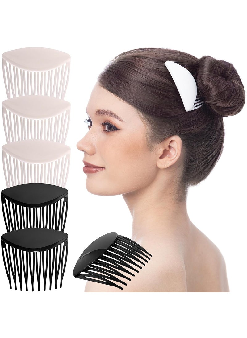 RC ROCHE ORNAMENT - RC ROCHE ORNAMENT 6 Pcs Womens Hair Side Slide Comb Wide Teeth Plastic Strong Solid Plain Bridal Pin Fashion Ladies Girl Clamp Styling Accessories Clip, Large Black and White - Image 1