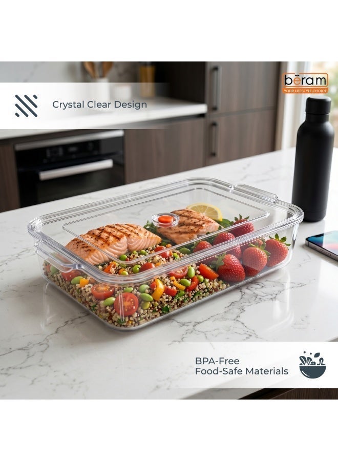 Beram Clear Seal Food Storage Box Bin Transparent PET Organizer Box with Handles Multipurpose Kitchen Storage Pantry Fridge & Freezer Storage Container BPA-Free Rectangular Storage Basket - Image 5