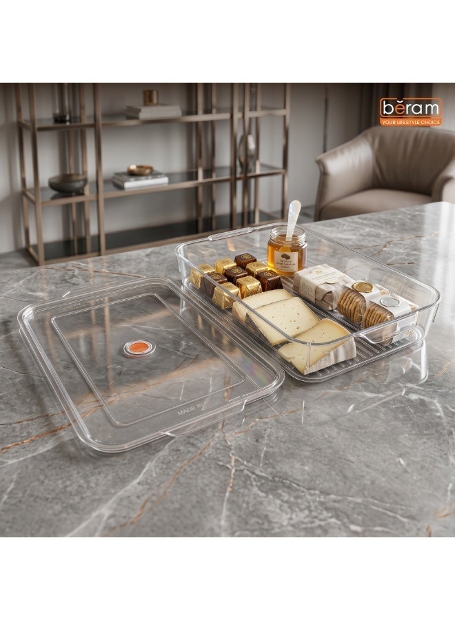 Beram Clear Seal Food Storage Box Bin Transparent PET Organizer Box with Handles Multipurpose Kitchen Storage Pantry Fridge & Freezer Storage Container BPA-Free Rectangular Storage Basket - Image 5