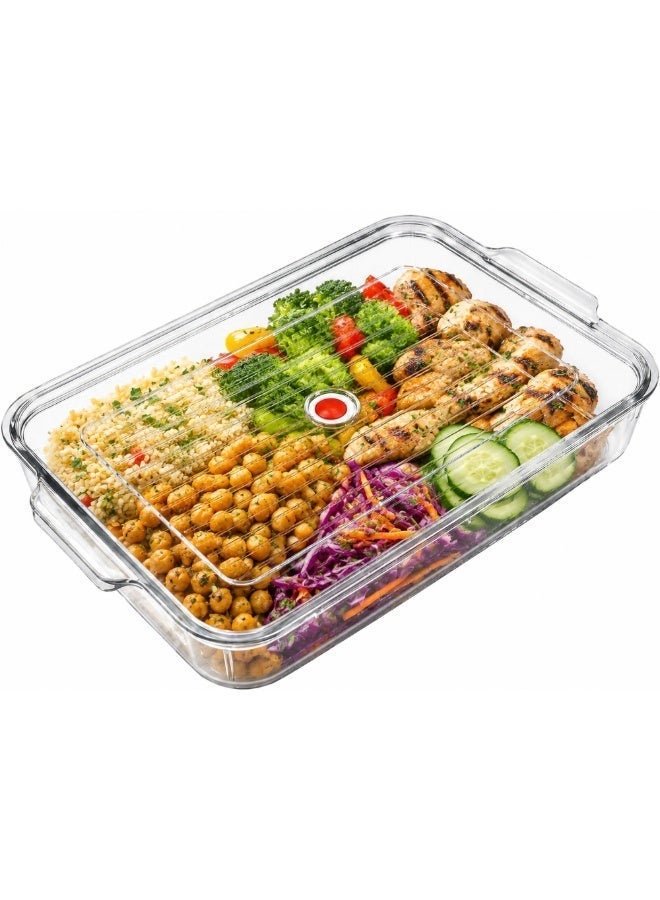 Beram Clear Seal Food Storage Box Bin Transparent PET Organizer Box with Handles Multipurpose Kitchen Storage Pantry Fridge & Freezer Storage Container BPA-Free Rectangular Storage Basket - Image 1