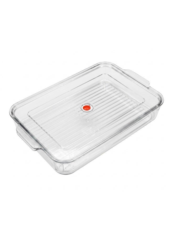 Beram Clear Seal Food Storage Box Bin Transparent PET Organizer Box with Handles Multipurpose Kitchen Storage Pantry Fridge & Freezer Storage Container BPA-Free Rectangular Storage Basket - Image 2