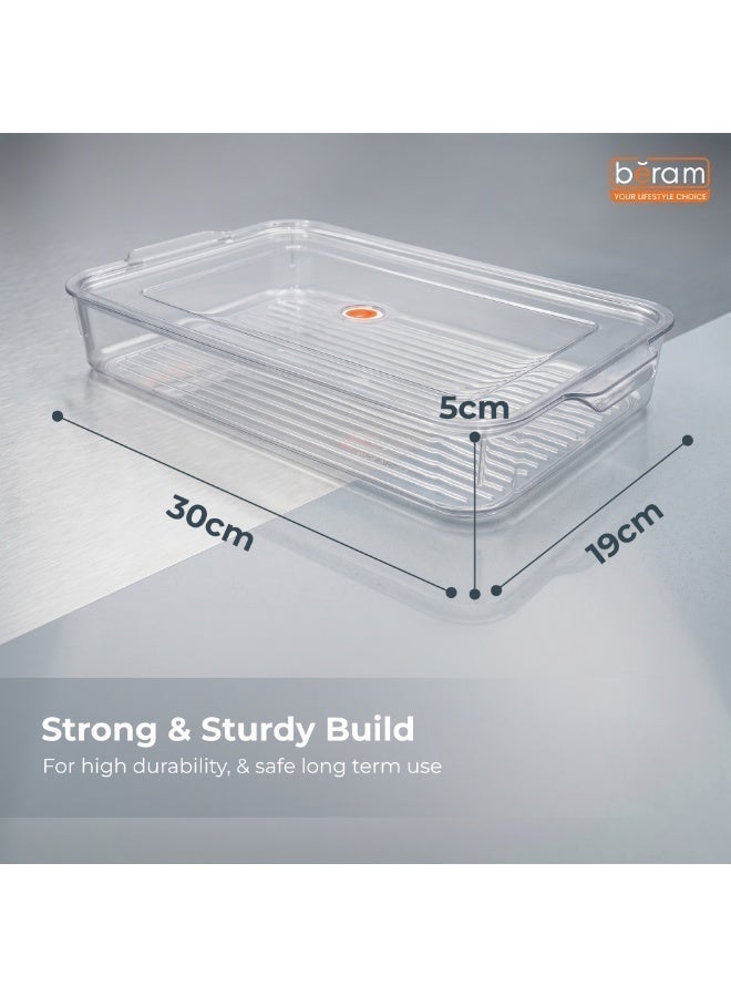 Beram Clear Seal Food Storage Box Bin Transparent PET Organizer Box with Handles Multipurpose Kitchen Storage Pantry Fridge & Freezer Storage Container BPA-Free Rectangular Storage Basket - Image 3