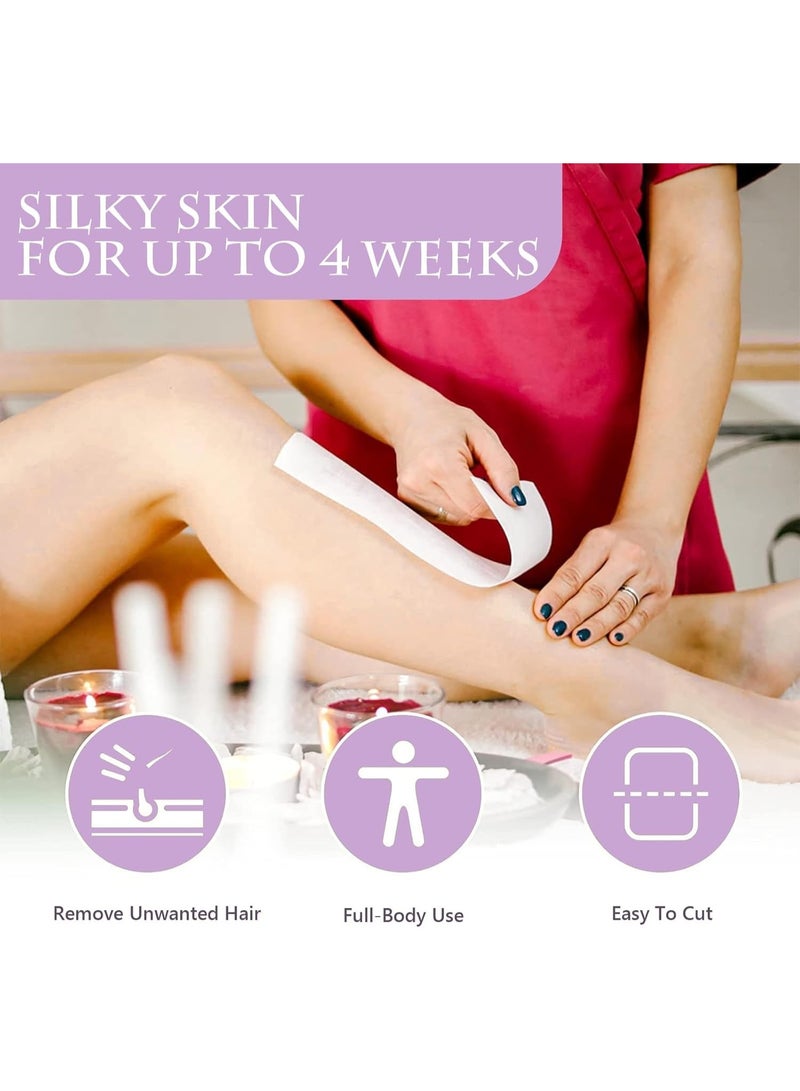 300 قطعة من شرائح الشمع البيضاء للاستخدام مرة واحدة لإزالة الشعر - ورق شمع مستطيل فاخر من قماش غير منسوج لإزالة شعر الوجه والجسم - مثالي للاستخدام في الصالونات والمنتجعات الصحية والمنزل - Image 2