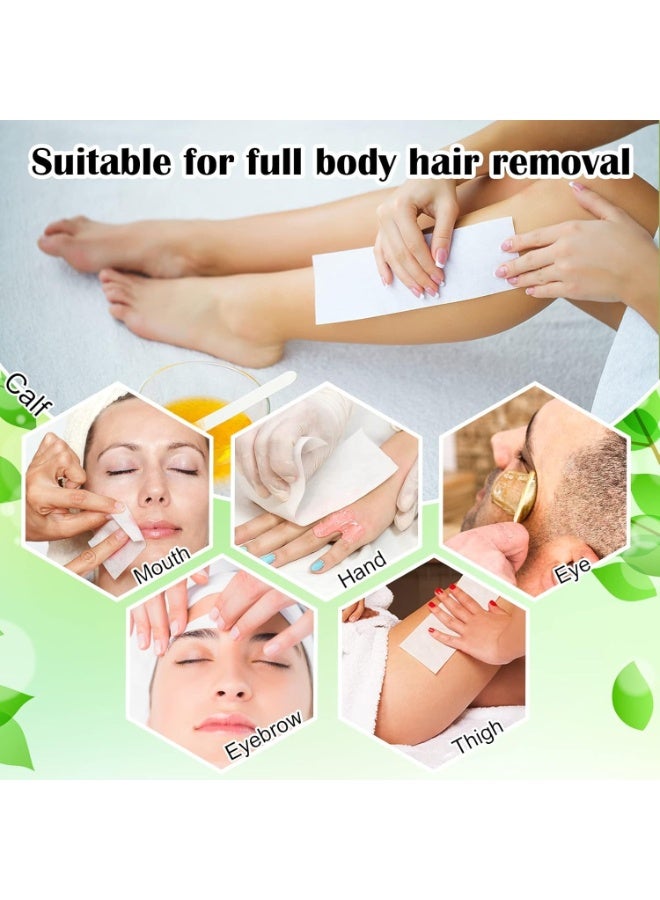 300 قطعة من شرائح الشمع البيضاء للاستخدام مرة واحدة لإزالة الشعر - ورق شمع مستطيل فاخر من قماش غير منسوج لإزالة شعر الوجه والجسم - مثالي للاستخدام في الصالونات والمنتجعات الصحية والمنزل - Image 5