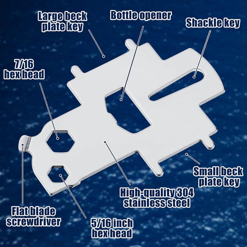 Ripeng 2 Pieces Boat Gas Cap Key Deck Fill Plate Key Stainless Steel Boat Fuel Cap Tool Floating Keychain Bottle Opener for Yacht Replacement Fuel Water Tank - Image 3