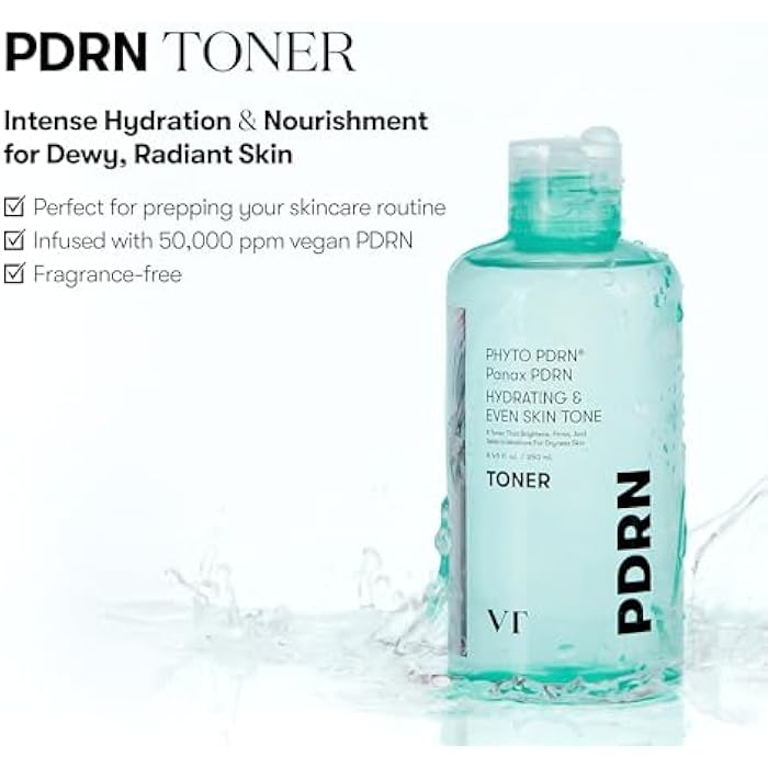 VT COSMETICS PDRN Toner, Hydrating Facial Toner with 50,000ppm Vegan PDRN, Korean Wild Ginseng, Niacinamide & Panthenol, Lightweight, Fragrance-Free, Skin Soothing, Korean Skincare (8.45 fl. oz.) - Image 2