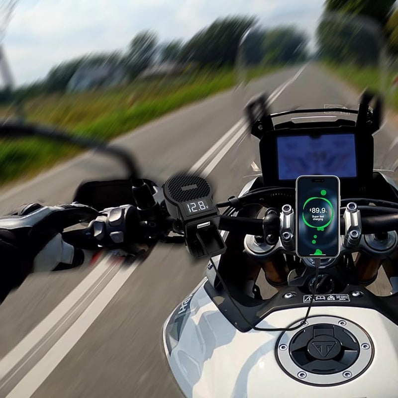 Motorcycle USB Charger with Retractable Cable, Dual Port 36W USB & 36W Type-C Fast Charging Waterproof Handlebar Socket, Durable Power Supply for Phone, Tablet, GPS, and More - Image 4