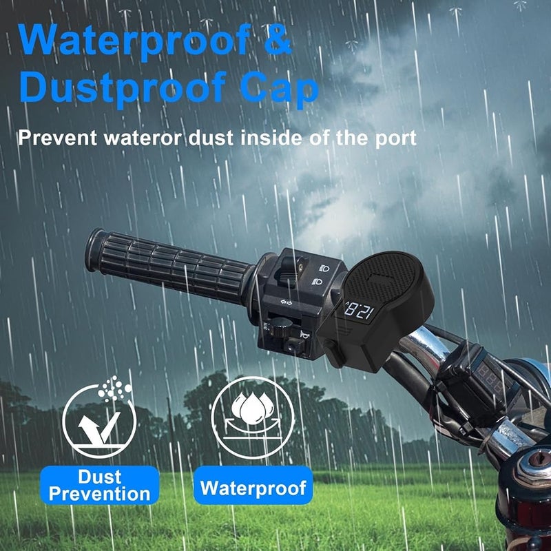 Motorcycle USB Charger with Retractable Cable, Dual Port 36W USB & 36W Type-C Fast Charging Waterproof Handlebar Socket, Durable Power Supply for Phone, Tablet, GPS, and More - Image 2