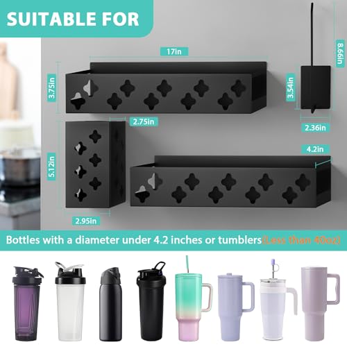 Linidcoud Magnetic Water Bottle Organizer for Fridge Magnetic Cup Holder for Stanley 30 40 Oz with Tumbler Lid Straw Organizer 8 Tumblers Kitchen Storage Rack for Stanley Cup Accessories SpaceSaving - Image 3