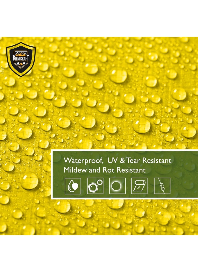 RhinoKraft Rhinokraft HeavyDuty AllPurpose Tarp 12ft x 9ft 130 GSM Waterproof UV Resistant Yellow  - Image 3