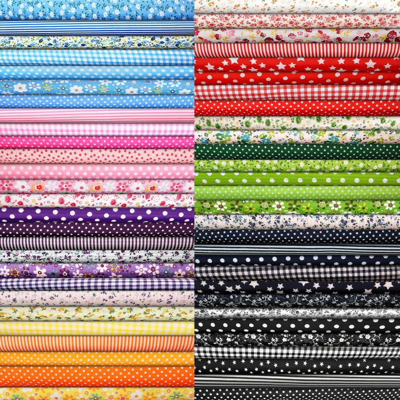 Ainiv 7pcs Fabric Bundles Squares, 19.68"x19.68" 100% Cotton Quilting Fabric Bundles, Floral Precut Squares Patchwork for Quilting, Sewing, DIY Crafts, Mask, Red - Image 1