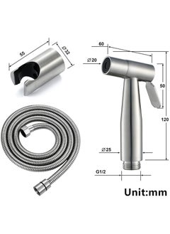 MileMelo Handheld Bidet Spryer for Toilet Set | 304 Grade Stainless Steel Bathroom Jet Spray Set Features: Heavy-duty and durable, 150cm Silver  - Image 2
