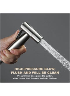 MileMelo Handheld Bidet Spryer for Toilet Set | 304 Grade Stainless Steel Bathroom Jet Spray Set Features: Heavy-duty and durable, 150cm Silver  - Image 3