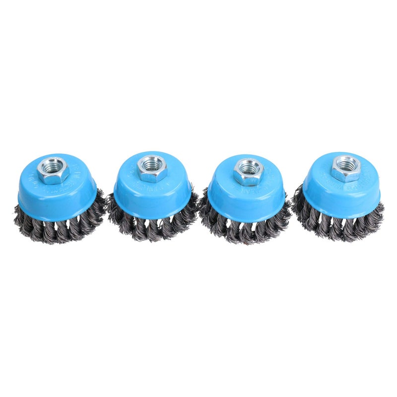 AB Tools-Maypole Wire Cup Brush Wheel 3" for 4-1/2" 115mm Angle Grinder Twist Knot 4 Pack TE243 - Image 1
