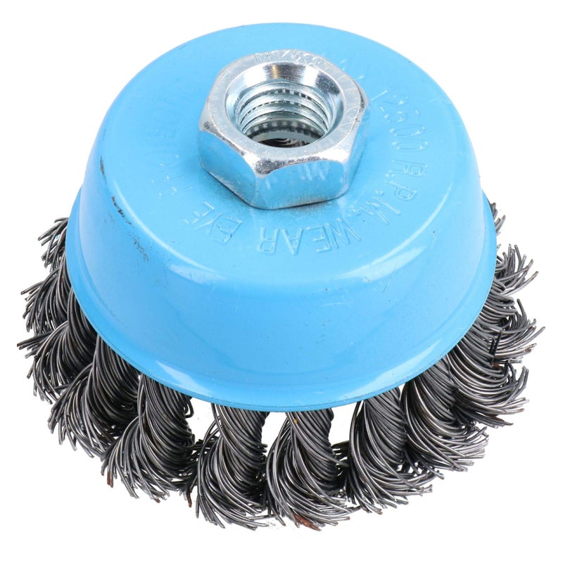 AB Tools-Maypole Wire Cup Brush Wheel 3" for 4-1/2" 115mm Angle Grinder Twist Knot 4 Pack TE243 - Image 2
