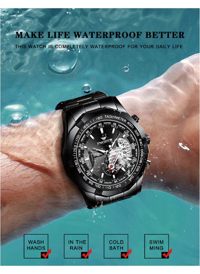 FNGEEN - FNGEEN Waterproof Quartz Watch with Large Dial, Oversized Date Display, Metal Case, 46.8mm Dial, and 30m Water Resistance - Image 1