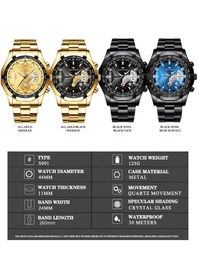 FNGEEN - FNGEEN Waterproof Quartz Watch with Large Dial, Oversized Date Display, Metal Case, 46.8mm Dial, and 30m Water Resistance - Image 1