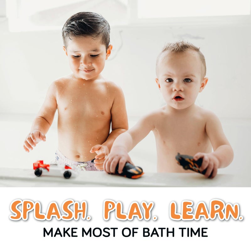 SplashEZ Mold Free Bath Toys for Kids & Toddlers, Sealed No Hole Baby Bath Toys, Soft Durable Race Cars Set, Float on Water, No Mold Design for Shower Tub Pool, Infant Babies Ages 0-1-3-6-12-18 Mo - Image 3