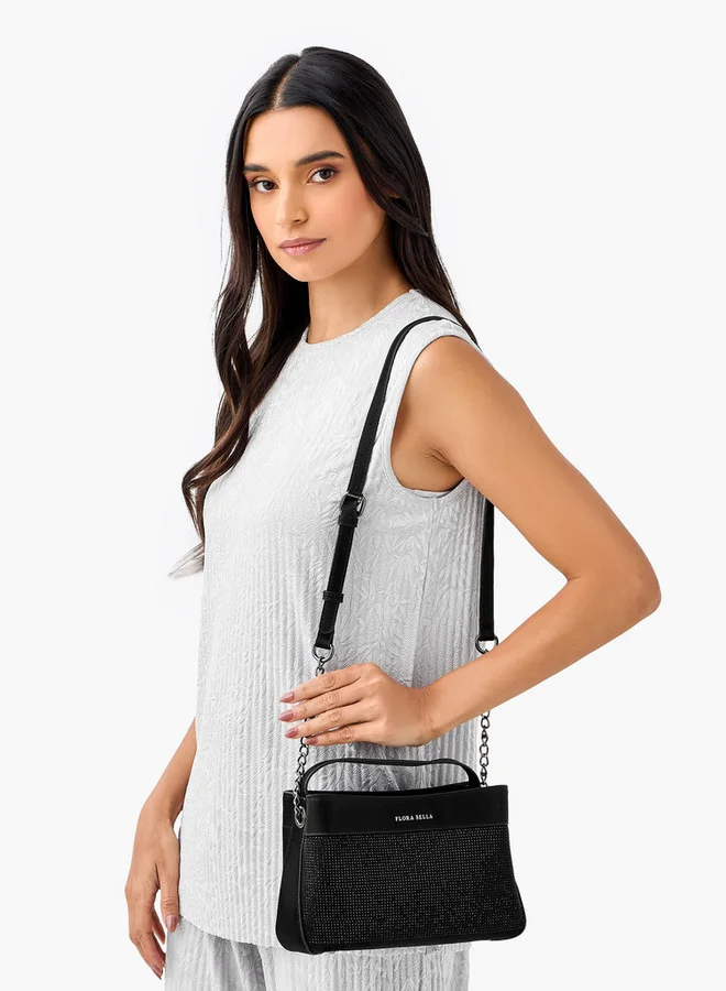 Flora Bella By Shoexpress Embellished Crossbody Bag with Zip Closure
