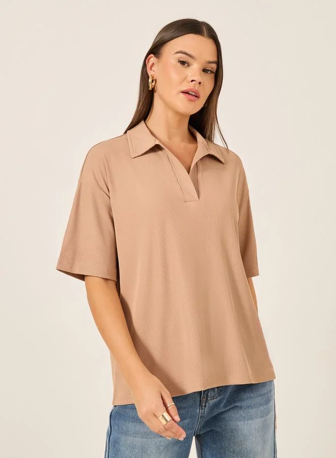 Styli Regular Fit Short Sleeve Polo Neck T-Shirt