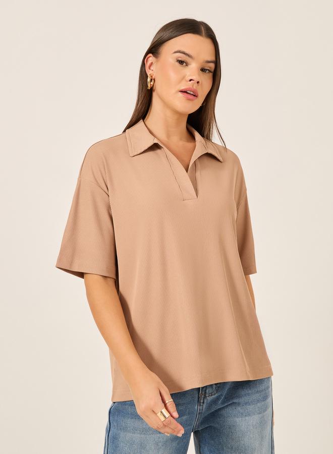 Styli Regular Fit Short Sleeve Polo Neck T-Shirt  - Image 3