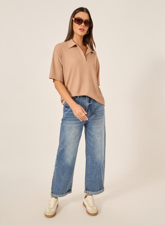 Styli Regular Fit Short Sleeve Polo Neck T-Shirt  - Image 2