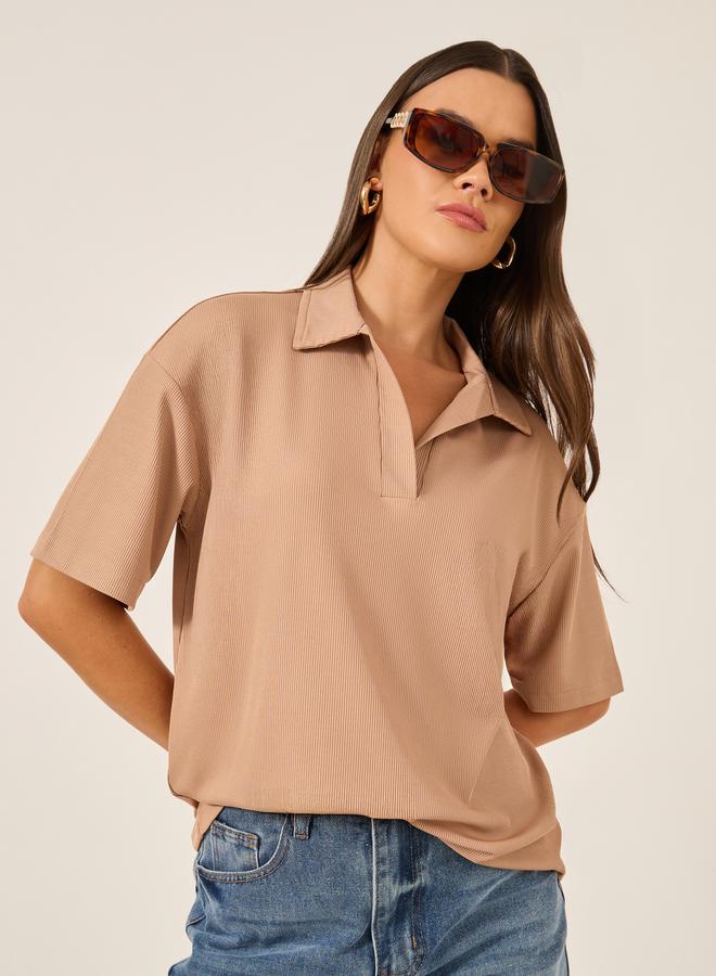 ستايلي تي شيرت بولو بأكمام قصيرة وقصة عادية - Image 1