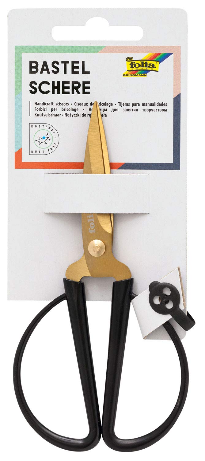folia 776  Craft Scissors Gold Approx 145 cm Long for Delicate Cutting of Paper Cardboard Fabric Plants Wool Yarn etc