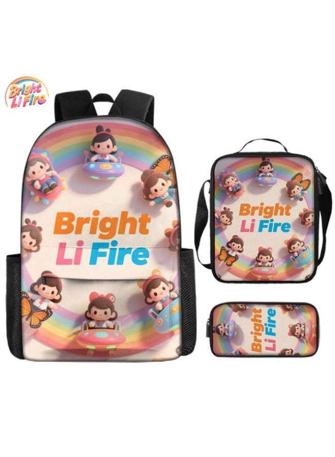 واضح من النار مجموعة من ثلاث قطع من حقائب الرسوم المتحركة، تتعامل بسهولة مع المناسبات المختلفة (الطلاب والأطفال ونزهات الأصدقاء وتسلق الجبال والدراسة وما إلى ذلك) | حقيبة ظهر + حقيبة محمولة باليد + حقيبة قرطاسية | هدايا الموسم المدرسي / العطلات - 61 - Image 1