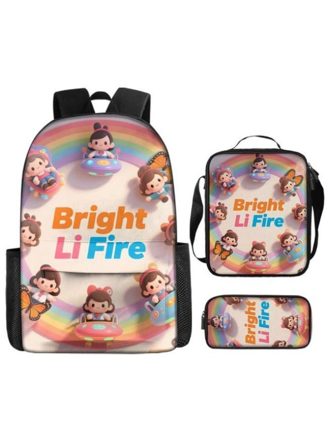 واضح من النار مجموعة من ثلاث قطع من حقائب الرسوم المتحركة، تتعامل بسهولة مع المناسبات المختلفة (الطلاب والأطفال ونزهات الأصدقاء وتسلق الجبال والدراسة وما إلى ذلك) | حقيبة ظهر + حقيبة محمولة باليد + حقيبة قرطاسية | هدايا الموسم المدرسي / العطلات - 61 - Image 2