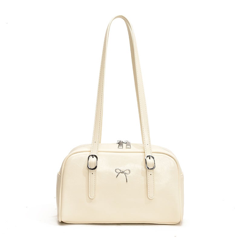Bags For Women, Oil Leather Bridal Bag, Bow Shoulder Bag, Hand-Held Armpit Bag, Patent Leather Pillow Bag, Textured Women'S Bag, Dinner Bag - Image 1