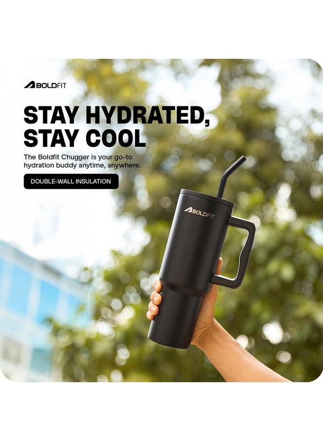 BOLDFIT Boldfit Tumbler with Lid and Straw 1.2l Stainless Steel Double Insulated Tumblers for Hot & Cold Drink 100% Leakproof Tumbler Bottle with Handle & Reusable Straw Sipper Tumbler 1200ml - Onyx - Image 4