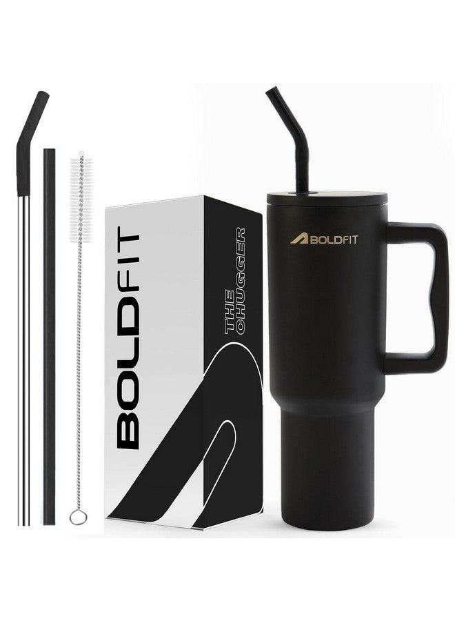 BOLDFIT Boldfit Tumbler with Lid and Straw 1.2l Stainless Steel Double Insulated Tumblers for Hot & Cold Drink 100% Leakproof Tumbler Bottle with Handle & Reusable Straw Sipper Tumbler 1200ml - Onyx - Image 1