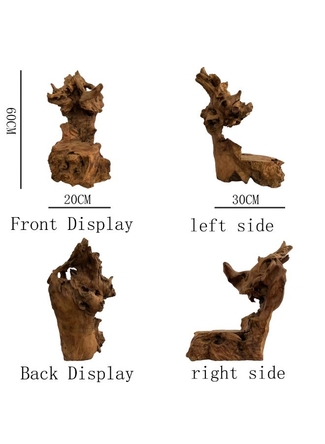 ديكور حوض السمك من خشب الجذور الطبيعي بطول 60 سم - زينة مصنوعة يدويًا من خشب الطفو لحوض السمك، وحوض السلاحف، والحوض الزجاجي، وديكورات الأحواض المائية، وديكورات المنزل - Image 2