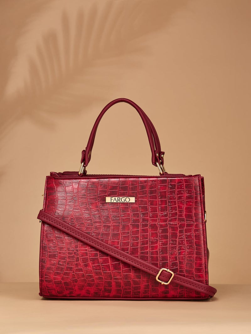Fargo Office Bag | PU Leather Shoulder Bag | 12 Inch Purse | Stylish Maroon Handbag - Image 3